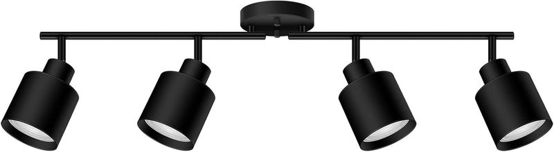 BoostArea Store 4-Light Led Track Lighting,Black Ceiling Lighting Fixtures,Wall Sconces Ceiling Spotlight with Foldable Light Arms for Kitchen, Closet, Bedroom,GU10 Socket, Bulbs Not Included - Image 1